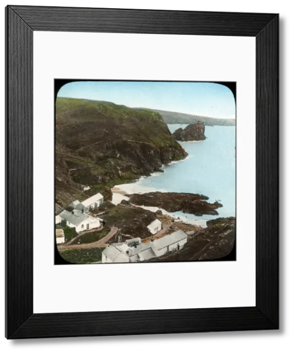 Framed Print : Kynance Cove and village, Cornwall, late 19th or early 20th century. Artist: Church Army Lantern Department Framed Print : Kynance Cove and village, Cornwall, late 19th or early 20th century. Artist: Church Army Lantern Department