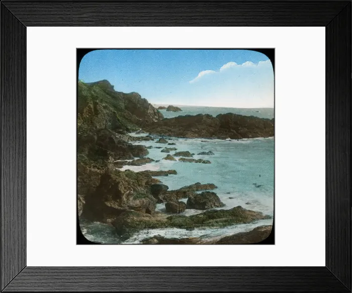 Framed Print : Coastal scene near the Lizard, Cornwall, late 19th or early 20th century. Artist: Church Army Lantern Department Framed Print : Coastal scene near the Lizard, Cornwall, late 19th or early 20th century. Artist: Church Army Lantern Department