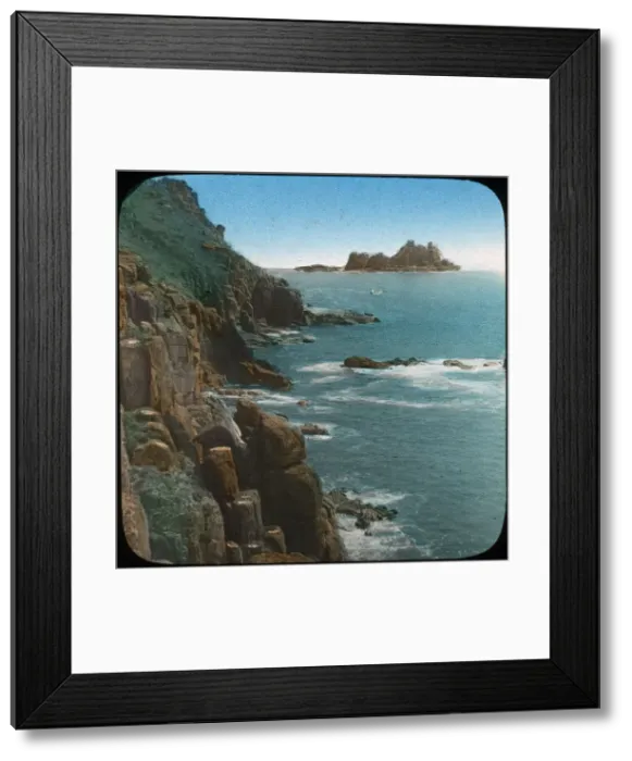 Framed Print : Lands End, Cornwall, late 19th or early 20th century. Artist: Church Army Lantern Department Framed Print : Lands End, Cornwall, late 19th or early 20th century. Artist: Church Army Lantern Department