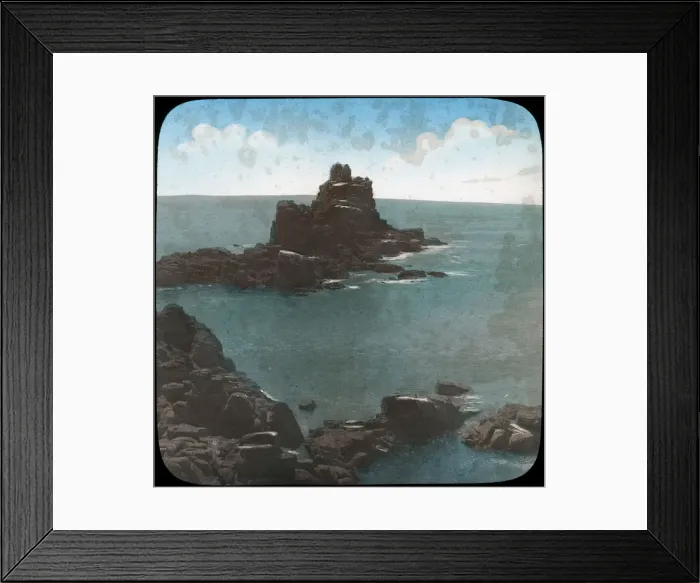 Framed Print : Armed Knights Rock, Lands End, Cornwall, late 19th or early 20th century. Artist: Church Army Lantern Department Framed Print : Armed Knights Rock, Lands End, Cornwall, late 19th or early 20th century. Artist: Church Army Lantern Department