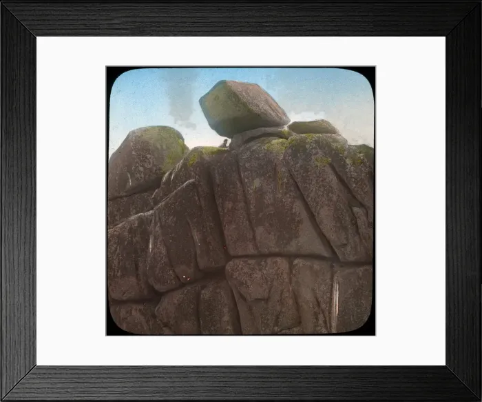 Framed Print : Logan Rock, near Treen, Cornwall, late 19th or early 20th century. Artist: Church Army Lantern Department Framed Print : Logan Rock, near Treen, Cornwall, late 19th or early 20th century. Artist: Church Army Lantern Department