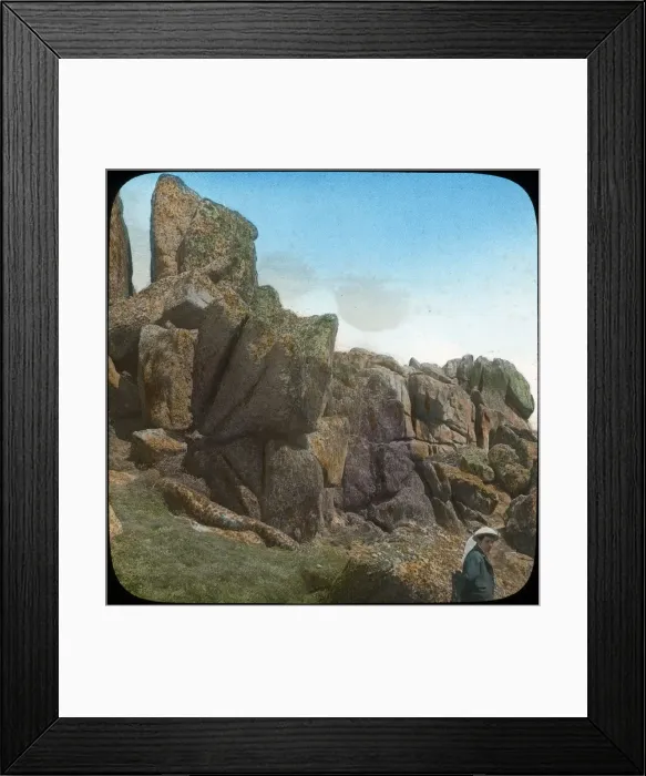 Framed Print : Ladies Wishing Chair, Logan Rock, near Treen, Cornwall, late 19th or early 20th century. Artist: Church Army Lantern Department Framed Print : Ladies Wishing Chair, Logan Rock, near Treen, Cornwall, late 19th or early 20th century. Artist: Church Army Lantern Department