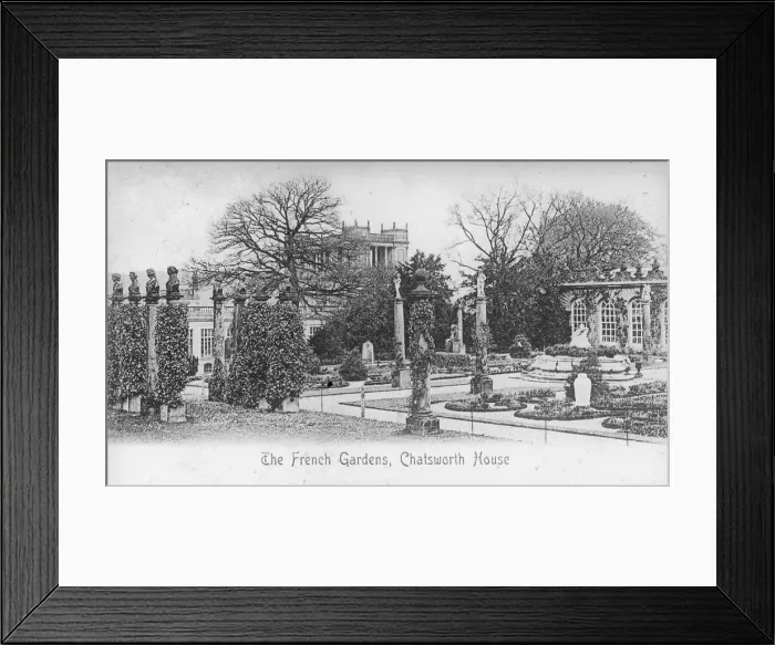 Framed Print : The French Gardens, Chatsworth House, Derbyshire, late 19th or early 20th century Framed Print : The French Gardens, Chatsworth House, Derbyshire, late 19th or early 20th century