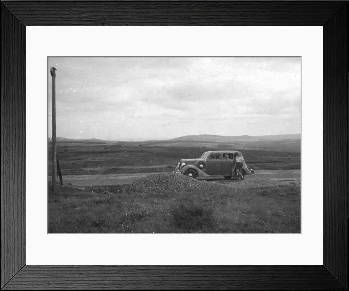 Framed Print : Car on Bodmin Moor, Cornwall, c1930s-c1940s(?) Framed Print : Car on Bodmin Moor, Cornwall, c1930s-c1940s(?)