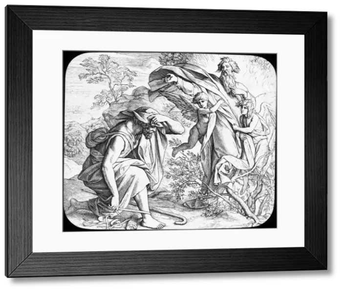 Framed Print : Moses and the Burning Bush, 19th century. Artist: Julius Schnorr von Carolsfeld Framed Print : Moses and the Burning Bush, 19th century. Artist: Julius Schnorr von Carolsfeld