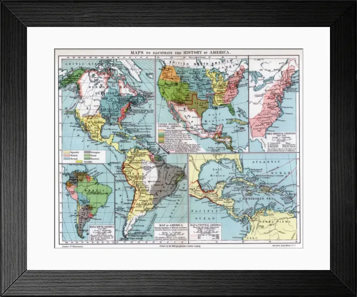 Framed Print : Maps to illustrate the history of America, 1901 Framed Print : Maps to illustrate the history of America, 1901