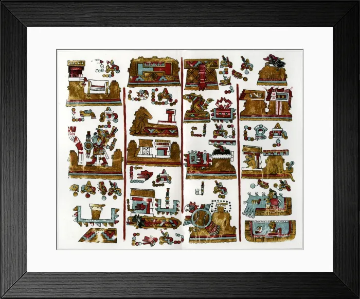 Framed Print : A page from the Vienna manuscript of Zapothec origin, 1901 Framed Print : A page from the Vienna manuscript of Zapothec origin, 1901