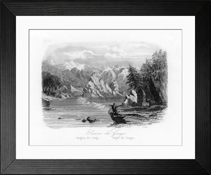 Framed Print : Source of the Ganges, India, c1840. Artist: N Remond Framed Print : Source of the Ganges, India, c1840. Artist: N Remond