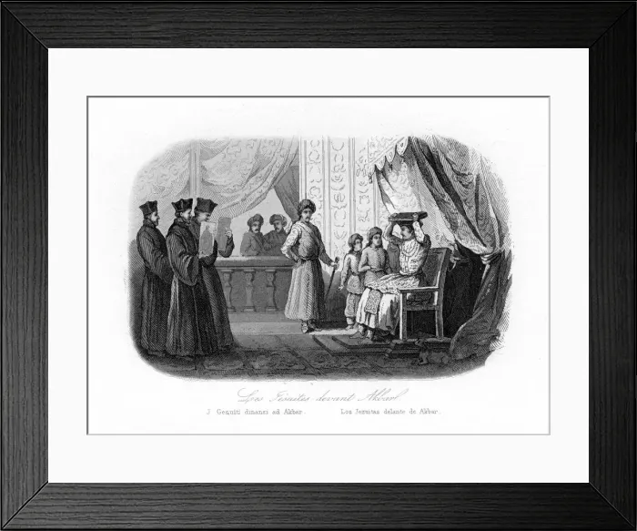 Framed Print : Jesuits in front of Akbar, 1580s, (c1840). Artist: N Remond Framed Print : Jesuits in front of Akbar, 1580s, (c1840). Artist: N Remond