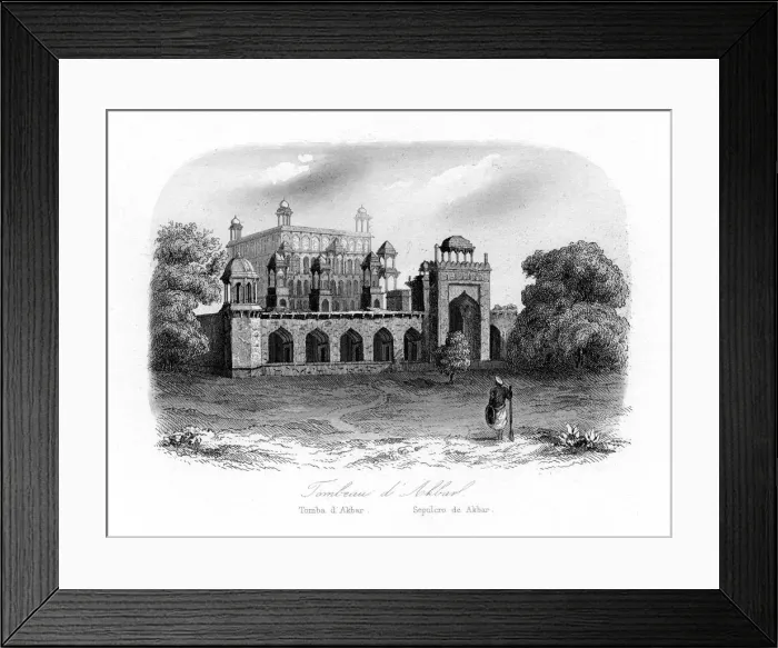 Framed Print : Tomb of Akbar the Great, Sikandra, India, c1840. Artist: N Remond Framed Print : Tomb of Akbar the Great, Sikandra, India, c1840. Artist: N Remond