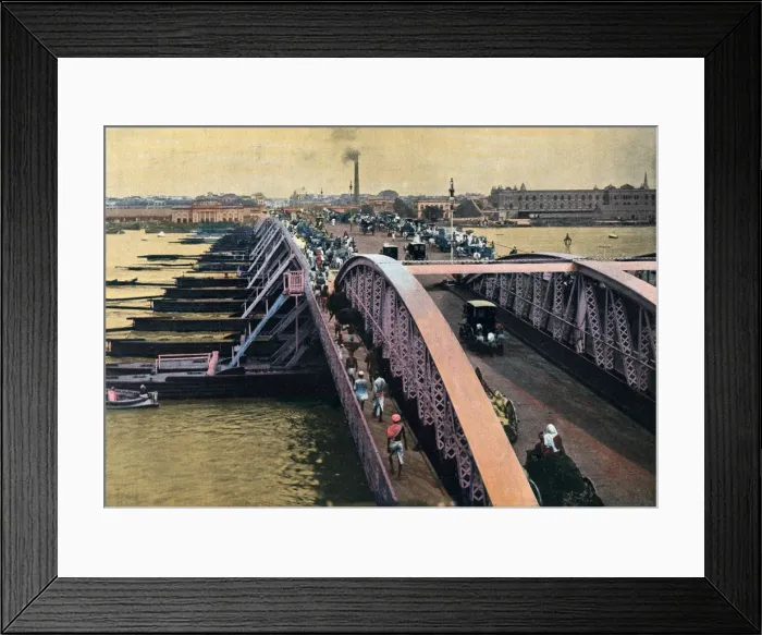 Framed Print : Bridge over the River Hooghly, Calcutta, India, c1880-1890 Framed Print : Bridge over the River Hooghly, Calcutta, India, c1880-1890