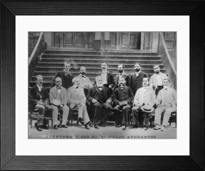 Framed Print : Admiral Cervera and his principle officers including Captain Eulate, c1910 Framed Print : Admiral Cervera and his principle officers including Captain Eulate, c1910