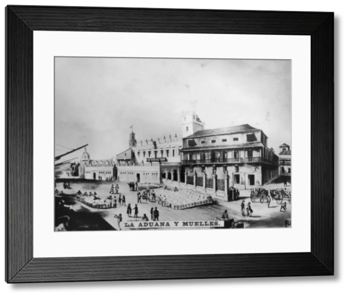 Framed Print : Customs house and wharves, Havana, Cuba, 1841, [c1910]