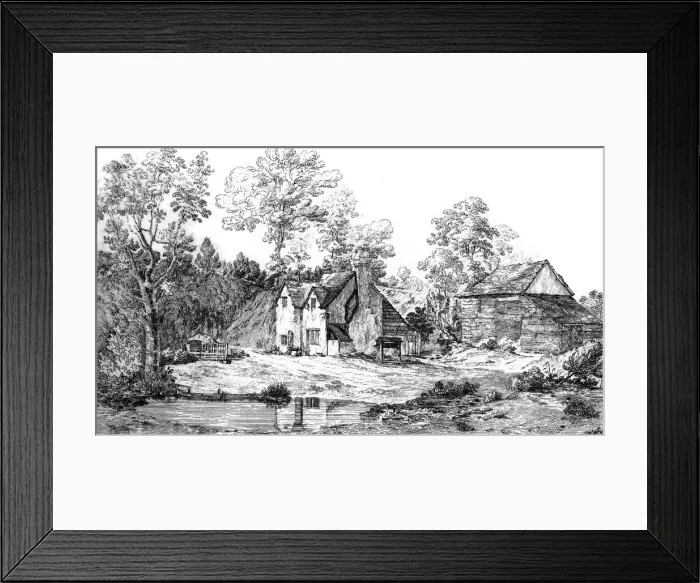 Framed Print : View of the residence of Elwood, friend of John Milton, at Chalfont St Giles, Buckinghamshire, 1840. Artist: Robert Blemmell Schnebbelie Framed Print : View of the residence of Elwood, friend of John Milton, at Chalfont St Giles, Buckinghamshire, 1840. Artist: Robert Blemmell Schnebbelie