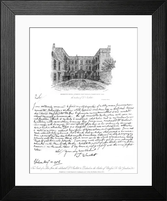 Framed Print : A letter from Dr Smollett to Samuel Richardson, 1756, (1840). Artist: Tobias George Smollett Framed Print : A letter from Dr Smollett to Samuel Richardson, 1756, (1840). Artist: Tobias George Smollett