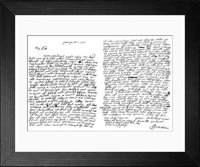 Framed Print : A letter from Graham of Claverhouse, Viscount Dundee, 1629, (1840). Artist: John Graham Framed Print : A letter from Graham of Claverhouse, Viscount Dundee, 1629, (1840). Artist: John Graham
