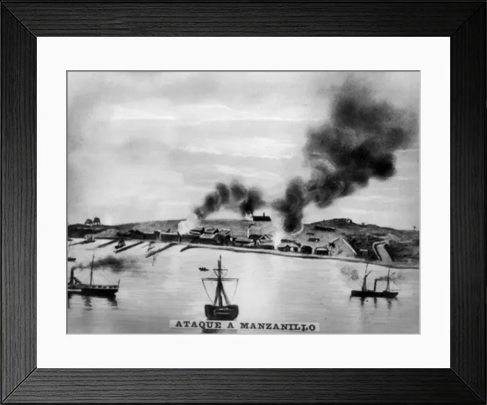 Framed Print : Attack of Manzanillo, (1873), 1920s Framed Print : Attack of Manzanillo, (1873), 1920s