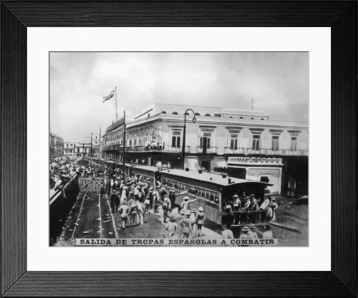 Framed Print : Departure of Spanish troops, (1870s), 1920s Framed Print : Departure of Spanish troops, (1870s), 1920s