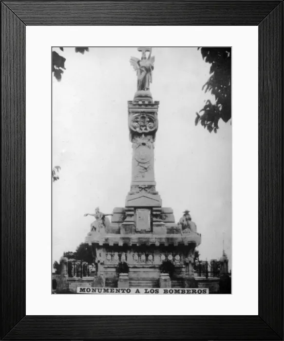 Framed Print : Monument to Firefighters, (1897), 1920s Framed Print : Monument to Firefighters, (1897), 1920s