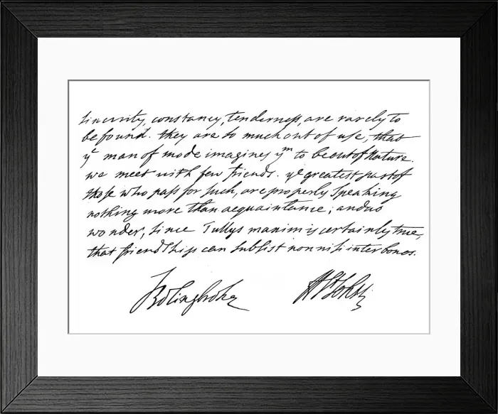 Framed Print : Part of a letter from Henry St John, 1st Viscount Bolingbroke, early 18th century, (1840). Artist: Henry St John, 1st Viscount Bolingbroke Framed Print : Part of a letter from Henry St John, 1st Viscount Bolingbroke, early 18th century, (1840). Artist: Henry St John, 1st Viscount Bolingbroke
