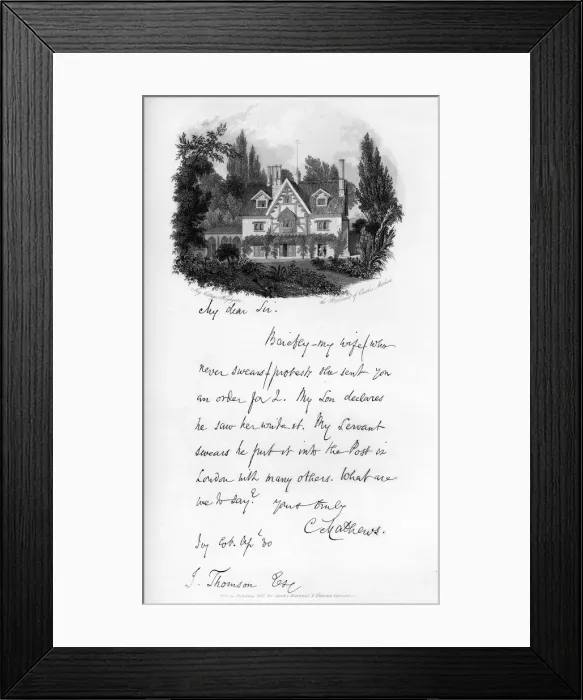 Framed Print : Ivy Cottage, Highgate, residence of Charles Mathews, early 19th century, (1840) Framed Print : Ivy Cottage, Highgate, residence of Charles Mathews, early 19th century, (1840)