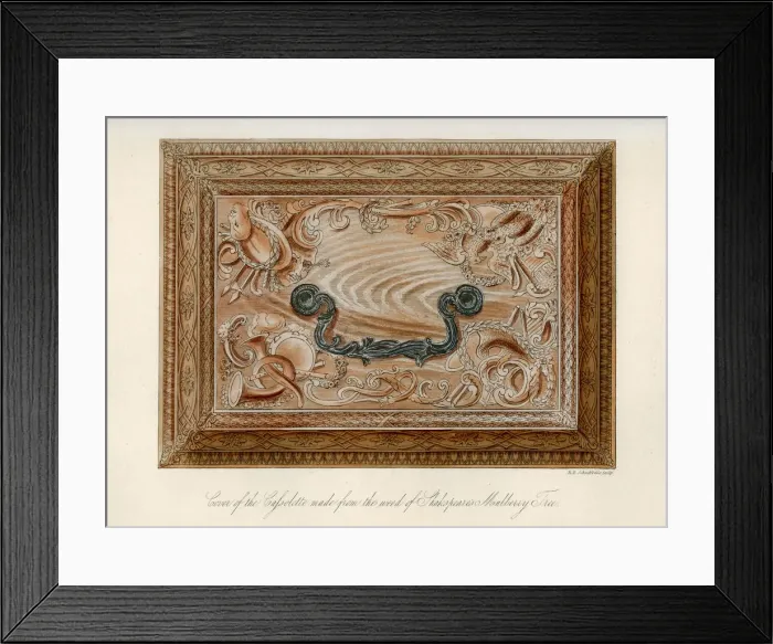 Framed Print : Carved cassolette made from the wood of Shakespeares mulberry tree, c18th century, (1840). Artist: Robert Blemmell Schnebbelie Framed Print : Carved cassolette made from the wood of Shakespeares mulberry tree, c18th century, (1840). Artist: Robert Blemmell Schnebbelie