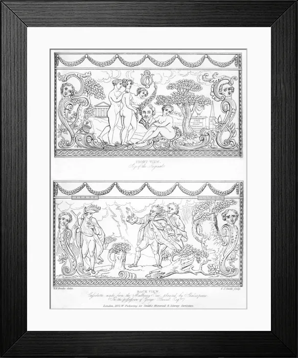 Framed Print : Carved cassolette made from the wood of Shakespeares mulberry tree, c18th century, (1840). Artist: C J Smith