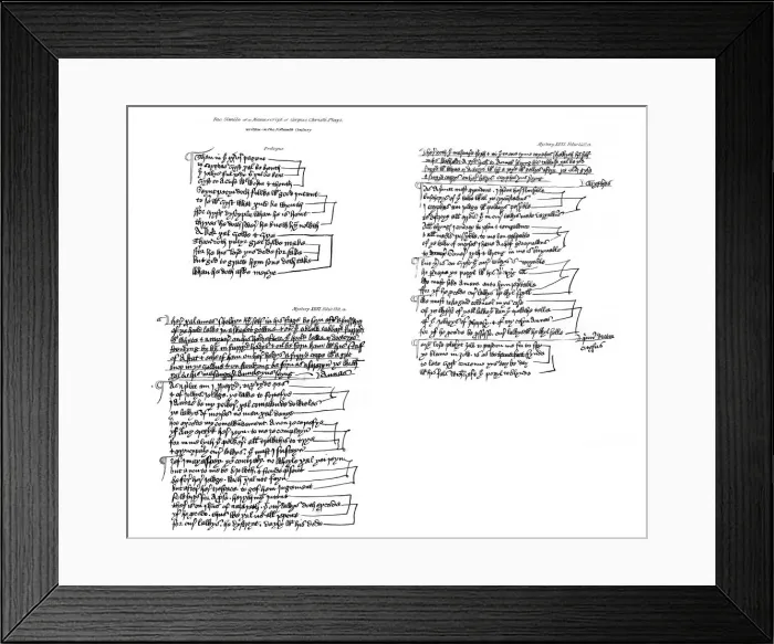 Framed Print : Prologues and text from the manuscript of Corpus Christi plays, 15th century, (1840) Framed Print : Prologues and text from the manuscript of Corpus Christi plays, 15th century, (1840)