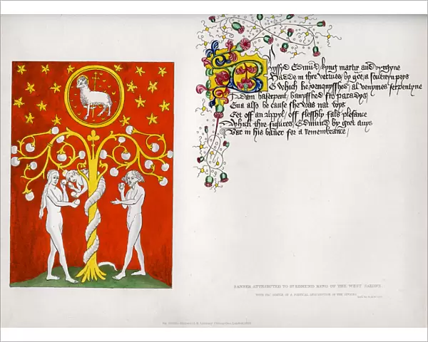 Banner and poem, c15th century, (1840)
