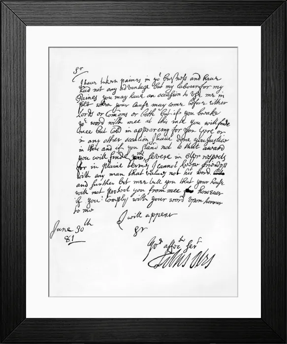 Framed Print : Facsimile of an original letter addressed by Titus Oates to Charles Howard, 1681, (1840). Artist: Titus Oates Framed Print : Facsimile of an original letter addressed by Titus Oates to Charles Howard, 1681, (1840). Artist: Titus Oates