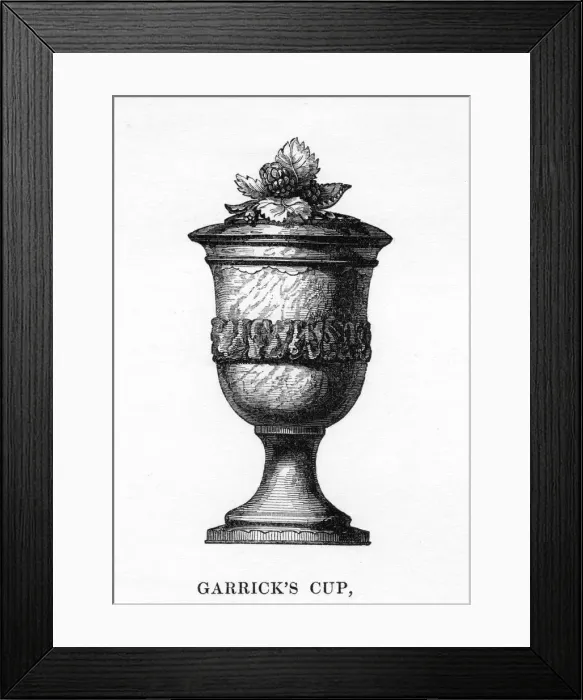 Framed Print : Garricks Cup, carved from Shakespeares mulberry tree, 18th century, (1840) Framed Print : Garricks Cup, carved from Shakespeares mulberry tree, 18th century, (1840)