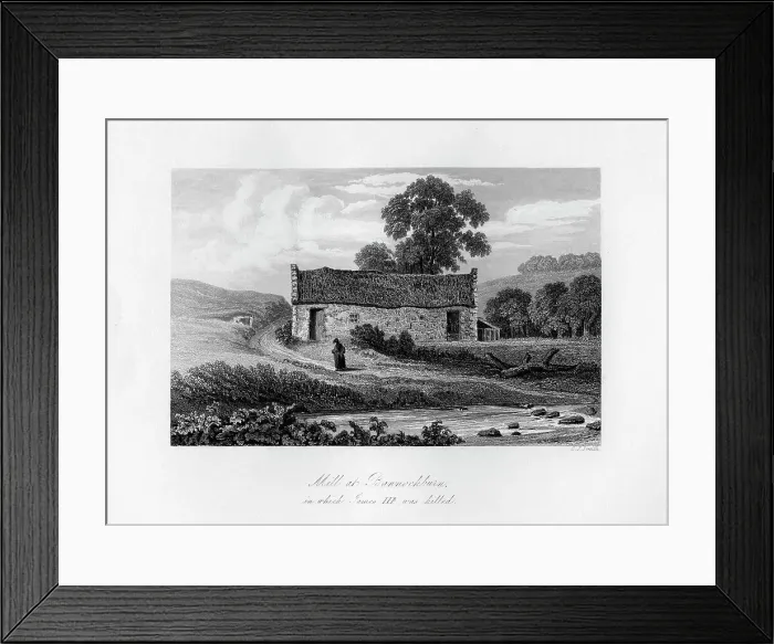 Framed Print : Mill at Bannockburn, in which James III of Scotland was killed in 1488, (1840). Artist: C J Smith Framed Print : Mill at Bannockburn, in which James III of Scotland was killed in 1488, (1840). Artist: C J Smith