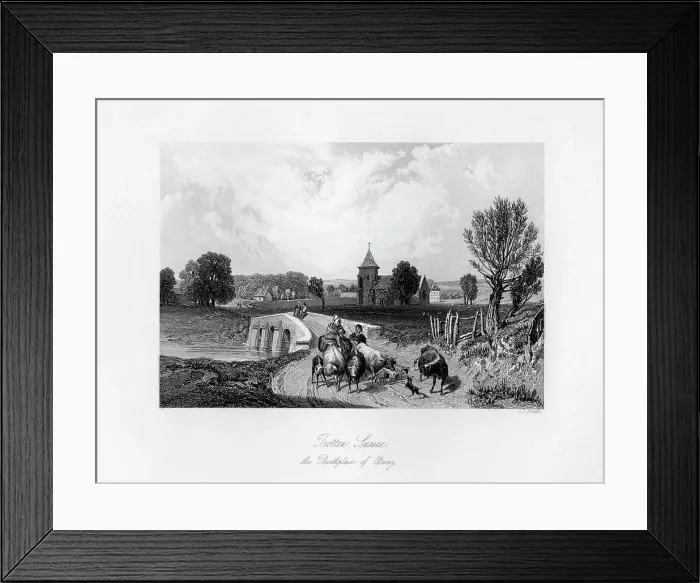Framed Print : Trotton, Syssex, the birth place of Otway, 1840. Artist: C J Smith Framed Print : Trotton, Syssex, the birth place of Otway, 1840. Artist: C J Smith