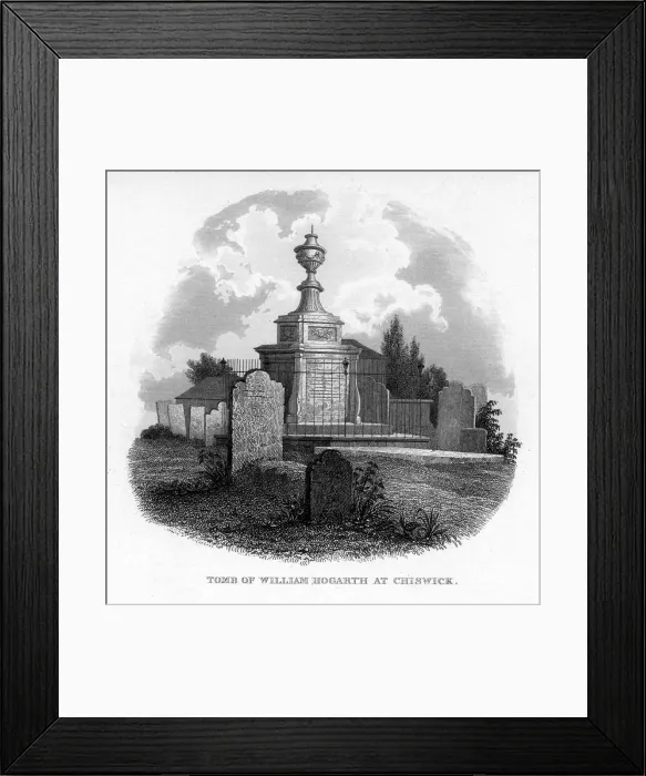 Framed Print : The tomb of William Hogarth at Chiswick, 1840 Framed Print : The tomb of William Hogarth at Chiswick, 1840