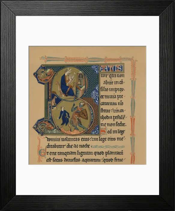 Framed Print : Miniature Initial and Part of a Page from a Psalter, (13th century), 1901 Framed Print : Miniature Initial and Part of a Page from a Psalter, (13th century), 1901