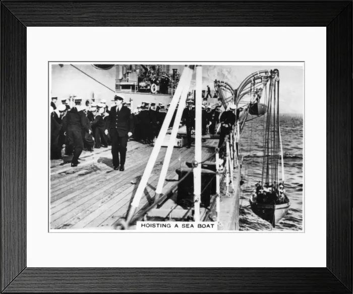 Framed Print : Hoisting a sea boat, HMS Nelson, 1937 Framed Print : Hoisting a sea boat, HMS Nelson, 1937