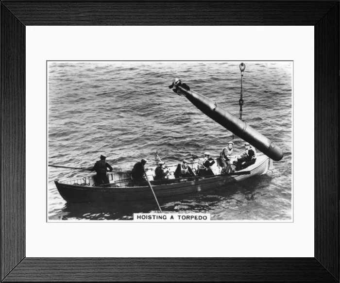 Framed Print : Hoisting a torpedo, HMS Courageous, 1937 Framed Print : Hoisting a torpedo, HMS Courageous, 1937