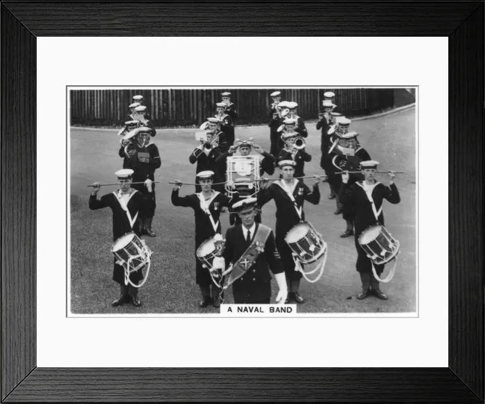 Framed Print : A naval band of HMS Vernon shore establishment at Portsmouth, 1937 Framed Print : A naval band of HMS Vernon shore establishment at Portsmouth, 1937