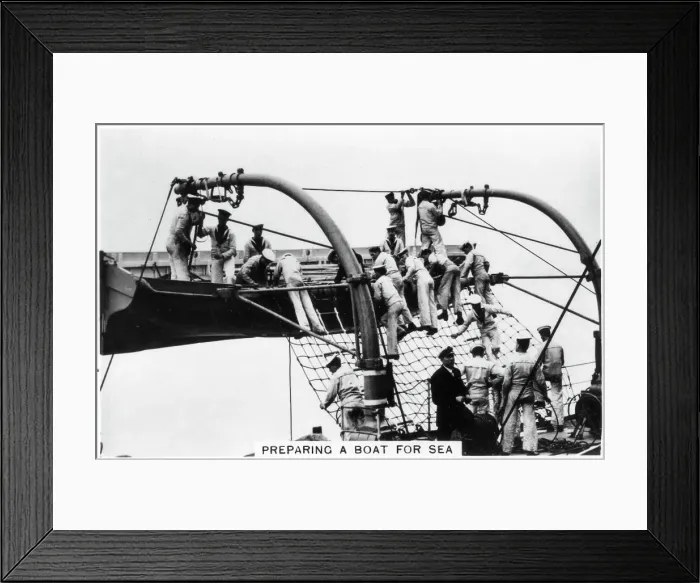 Framed Print : Preparing a boat for sea, 1937 Framed Print : Preparing a boat for sea, 1937