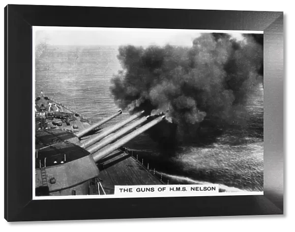 The guns of the battleship HMS Nelson firing, 1937