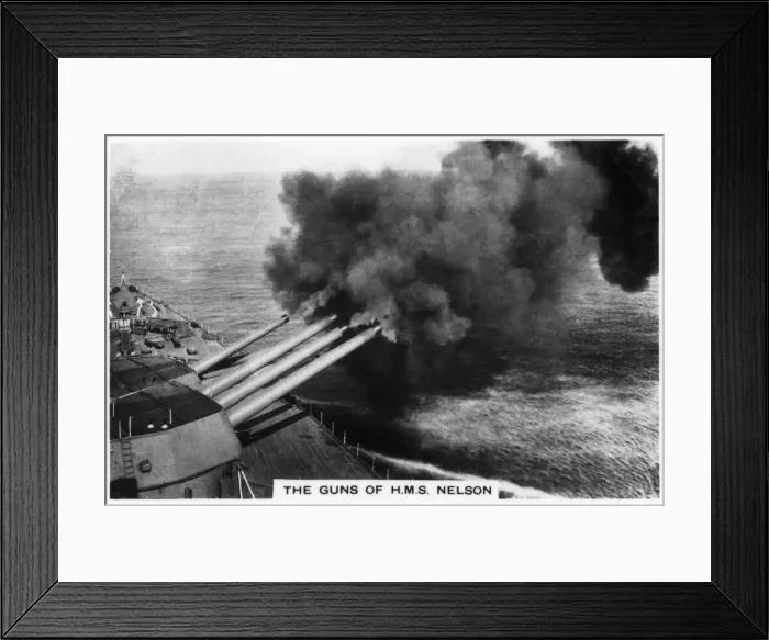 Framed Print : The guns of the battleship HMS Nelson firing, 1937 Framed Print : The guns of the battleship HMS Nelson firing, 1937