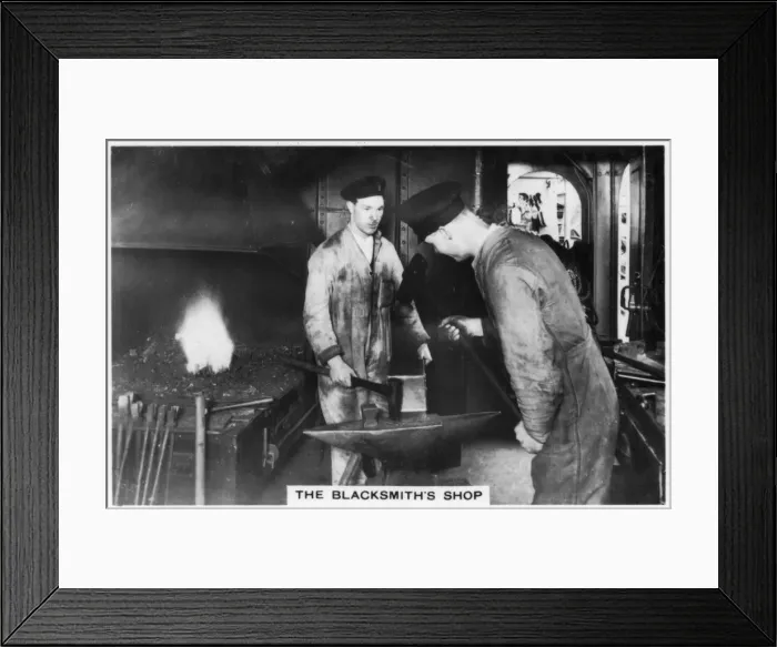 Framed Print : The blacksmiths shop on board the battleship HMS Nelson, 1937 Framed Print : The blacksmiths shop on board the battleship HMS Nelson, 1937