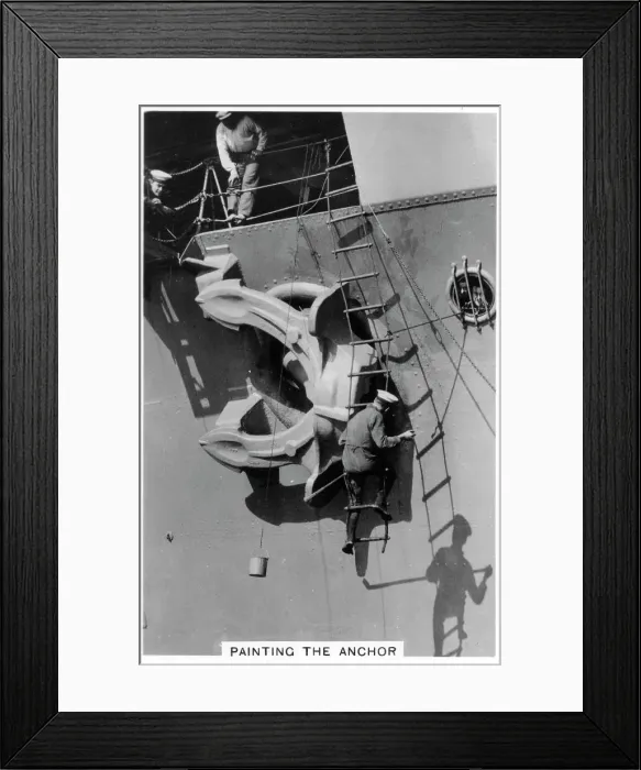 Framed Print : Painting the anchor of the aircraft carrier HMS Courageous, 1937 Framed Print : Painting the anchor of the aircraft carrier HMS Courageous, 1937