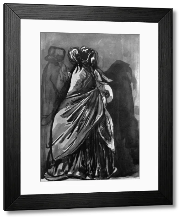Framed Print : La Dame Au Chale, 19th century, (1930). Artist: Constantin Guys Framed Print : La Dame Au Chale, 19th century, (1930). Artist: Constantin Guys