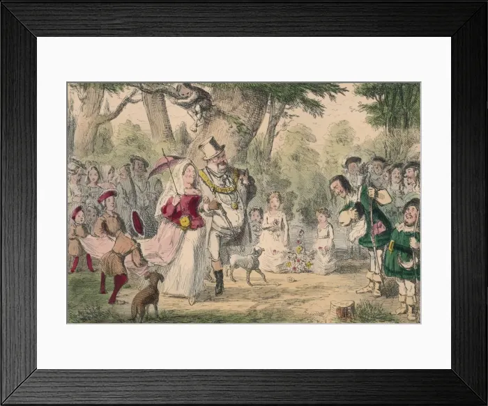 Framed Print : Henry the 8th and his Queen out a Maying, 1850. Artist: John Leech