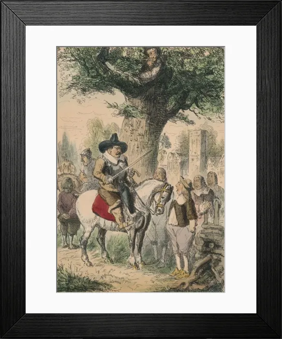 Framed Print : The Royal Oak, the Penderell Family have no idea where Charles is!!!, 1850. Artist: John Leech Framed Print : The Royal Oak, the Penderell Family have no idea where Charles is!!!, 1850. Artist: John Leech