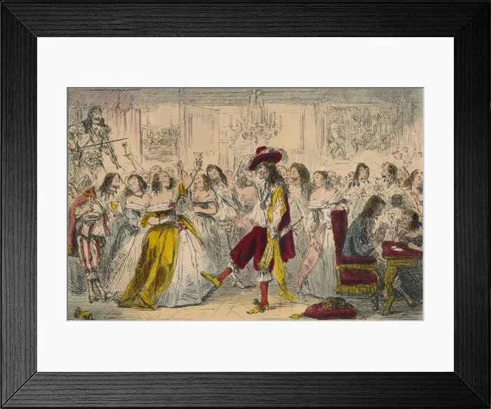 Framed Print : Evening Party - Time of Charles II, 1850. Artist: John Leech Framed Print : Evening Party - Time of Charles II, 1850. Artist: John Leech