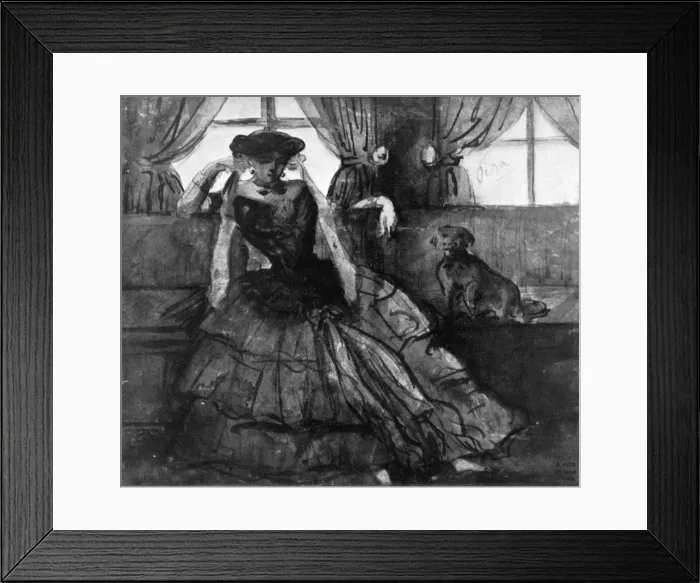 Framed Print : A Lady with her Dog, 19th century, (1930). Artist: Constantin Guys