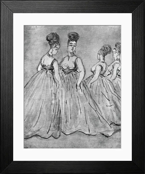 Framed Print : Four Ladies, 19th century, (1930). Artist: Constantin Guys Framed Print : Four Ladies, 19th century, (1930). Artist: Constantin Guys