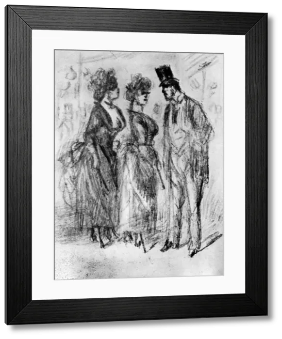 Framed Print : Au Promenoir, 19th century, (1930). Artist: Constantin Guys Framed Print : Au Promenoir, 19th century, (1930). Artist: Constantin Guys
